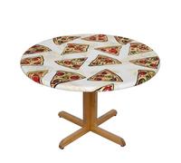 HEBSDFG Pizza Pattern Printed Round Tablecloth M(138 CM in Diameter) - Polyester Waterproof Elastic Edge Table Cover for Round Tables, Indoor/Outdoor Dining & Gift Giving