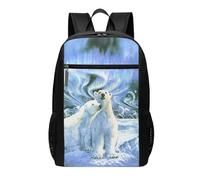 HEBSDFG Polar Bears Northern Lights Printed Travel Laptop Backpack for Men Women, Large Capacity Business Rucksack with Anti-Theft Pockets Daypack for School, Work & Outdoor