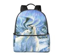 HEBSDFG Polar Bears Northern Lights Prints School Bag Bookbag Laptop Backpack Stylish Lightweight Backpack Travel Backpack for Kids Students Boys Girls