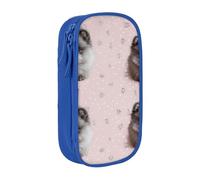 HEBSDFG Pomeranians Puppies and Point Print Pencil Case, Blue High-Capacity Pen Pencil Pouch Stationery Organizer with Pen Slots & Pouches for School Travel Makeup