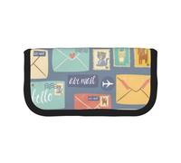 HEBSDFG Postal Stationery Prints Canvas Pencil Case Cosmetic Organiser Zipper Pen Pouch for School Travel Office & Gift-Giving