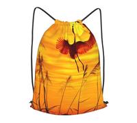 HEBSDFG Pretty Sunset Pink Flamingo Prints Drawstring Backpack for Women Men Adjustable String Bag Sackpack for Sport Gym Bags Shopping Beach, M