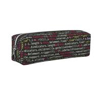 HEBSDFG Programmer Programming Code Prints Leather Pencil Case & Cosmetic Pouch, Silver Zipper Desk Stationery Organizer Pencil Pouch for School Office Travel Gift