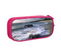 HEBSDFG Puerto Rico Beach Print Cute Pencil Case Pouch for Boys Girls - Pink High Capacity Travel Pen Bag Organizer Makeup Bag for Student School College Office
