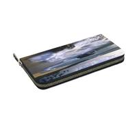 HEBSDFG Puerto Rico Beach Printed Long Wallet for Men and Women PU Leather Hand Purse with Card Holder, Zipper Closure