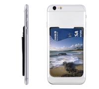 HEBSDFG Puerto Rico Beach Printed Phone Card Holder Wallet, 3M Adhesive Stick on Phone Wallet Case for iPhone and Android