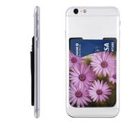 HEBSDFG Purple Chrysanthemum Printed Phone Card Holder Wallet, 3M Adhesive Stick on Phone Wallet Case for iPhone and Android