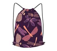 HEBSDFG purple dragonfly Prints Drawstring Backpack for Women Men Adjustable String Bag Sackpack for Sport Gym Bags Shopping Beach, S