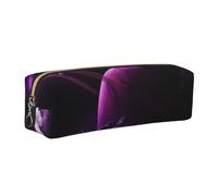 HEBSDFG Purple Fantasy Mystic Planet Prints Leather Pencil Case & Cosmetic Pouch, Gold Zipper Desk Stationery Organizer Pencil Pouch for School Office Travel Gift