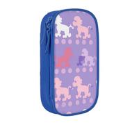 HEBSDFG Purple Poodle Polka Dot Print Pencil Case, Blue High-Capacity Pen Pencil Pouch Stationery Organizer with Pen Slots & Pouches for School Travel Makeup