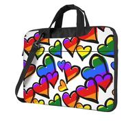 HEBSDFG Rainbow Colored Gay Pride Hearts Print Laptop Bag 15.6 inch, Shockproof Computer Bags with Anti-Static Lining, Convertible Shoulder/Crossbody Carry for Office, School, Travel