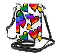 HEBSDFG Rainbow Colored Gay Pride Hearts Printed Cell Phone Purse for Men Women PU Leather Phone Crossbody Bag with Adjustable Shoulder Bag Wallet