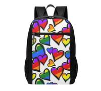 HEBSDFG Rainbow Colored Gay Pride Hearts Printed Travel Laptop Backpack for Men Women, Large Capacity Business Rucksack with Anti-Theft Pockets Daypack for School, Work & Outdoor