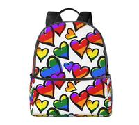 HEBSDFG Rainbow Colored Gay Pride Hearts Prints Lightweight School Backpack, Cute School Bag Laptop Rucksack Backpack Stylish Casual Daypacks Travel Backpack