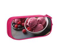 HEBSDFG Raspberry Ice Cream Print Cute Pencil Case Pouch for Boys Girls - Pink High Capacity Travel Pen Bag Organizer Makeup Bag for Student School College Office