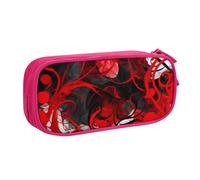 HEBSDFG Red Black White Abstract Print Cute Pencil Case Pouch for Boys Girls - Pink High Capacity Travel Pen Bag Organizer Makeup Bag for Student School College Office