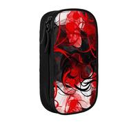 HEBSDFG Red Black White Abstract Print Pencil Case, Black High-Capacity Pen Pencil Pouch Stationery Organizer with Pen Slots & Pouches for School Travel Makeup