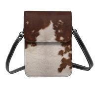 HEBSDFG red brown cowhide Printed Phone Crossbody Bag PU Leather Mobile Wallet Bags for Men Women Cell Phone Purse with Adjustable Straps
