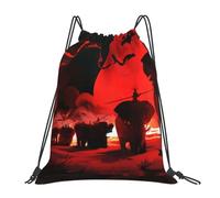 HEBSDFG Red Full Moon Elephants Womens Drawstring Gym Bags Mens Sports Backpack Lightweight Beach Tote Reusable Shopping Bag