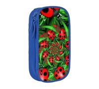 HEBSDFG Red Ladybug Print Pencil Case, Blue High-Capacity Pen Pencil Pouch Stationery Organizer with Pen Slots & Pouches for School Travel Makeup