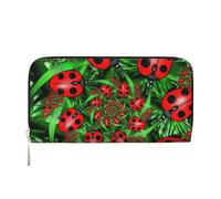 HEBSDFG Red Ladybug Printed Long Wallet for Men and Women PU Leather Hand Purse with Card Holder, Zipper Closure