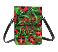 HEBSDFG Red Ladybug Printed Phone Crossbody Bag PU Leather Mobile Wallet Bags for Men Women Cell Phone Purse with Adjustable Straps