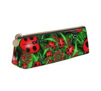 HEBSDFG Red Ladybug Prints Triangle Pencil Case & Cosmetic Pouch, PVC Leather Zippered Organiser for School Office Travel Gifting