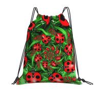 HEBSDFG Red Ladybug Womens Drawstring Gym Bags Mens Sports Backpack Lightweight Beach Tote Reusable Shopping Bag