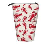 HEBSDFG Red Lobster Prints Retractable Pencil Case & Cosmetic Pouch, Big Stationery Bag Pen Box for School Office Travel