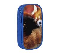 HEBSDFG Red Panda Print Pencil Case, Blue High-Capacity Pen Pencil Pouch Stationery Organizer with Pen Slots & Pouches for School Travel Makeup