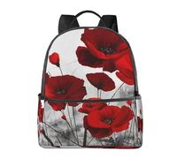HEBSDFG Red Poppy Flower Prints Lightweight School Backpack, Cute School Bag Laptop Rucksack Backpack Stylish Casual Daypacks Travel Backpack