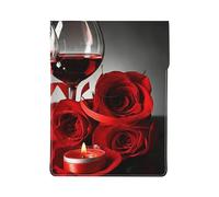 HEBSDFG Red Rose and Wine Romantic Lovers Decor Print 13-inch Laptop Sleeve, Slim Shockproof Insertion Design Leather Laptop Case Bag for Office, School, Travel