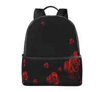 HEBSDFG Red Rose Black Background Prints School Bag Bookbag Laptop Backpack Stylish Lightweight Backpack Travel Backpack for Kids Students Boys Girls