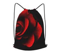 HEBSDFG Red Rose black Prints Drawstring Backpack for Women Men Adjustable String Bag Sackpack for Sport Gym Bags Shopping Beach, S