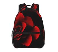 HEBSDFG Red Rose black Prints School Bag Bookbag Lightweight Laptop Backpack Casual Daypack Travel Backpack for Students Boys Girls