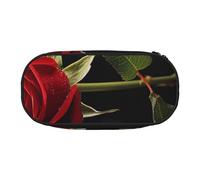 HEBSDFG Red Rose on Piano Prints Pencil Case Cute Stationery Case Organiser with Pen Slots for School Travel Office Gifts