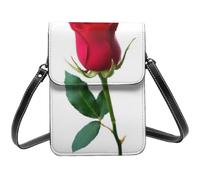 HEBSDFG Red Rose pattern Printed Phone Crossbody Bag PU Leather Mobile Wallet Bags for Men Women Cell Phone Purse with Adjustable Straps