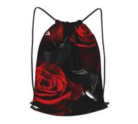 HEBSDFG Red Rose Prints Drawstring Backpack for Women Men Adjustable String Bag Sackpack for Sport Gym Bags Shopping Beach, S