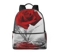 HEBSDFG Red Rose Reflection Prints School Bag Bookbag Laptop Backpack Stylish Lightweight Backpack Travel Backpack for Kids Students Boys Girls
