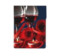 HEBSDFG Red Wine Rose and Candle Print 13-inch Laptop Sleeve, Slim Shockproof Insertion Design Leather Laptop Case Bag for Office, School, Travel