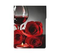 HEBSDFG Red Wine Rose and Candle Print 13-inch Laptop Sleeve, Slim Shockproof Insertion Design Leather Laptop Case Bag for Office, School, Travel