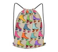 HEBSDFG Retro Colorful Roller Skates Prints Drawstring Backpack for Women Men Adjustable String Bag Sackpack for Sport Gym Bags Shopping Beach, S