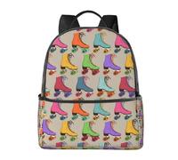HEBSDFG Retro Colorful Roller Skates Prints Lightweight School Backpack, Cute School Bag Laptop Rucksack Backpack Stylish Casual Daypacks Travel Backpack
