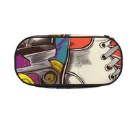 HEBSDFG Retro Colorful Roller Skates Prints Pencil Case Cute Stationery Case Organiser with Pen Slots for School Travel Office Gifts