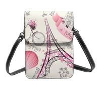 HEBSDFG Romantic Paris Eiffel Tower Bycicle Printed Phone Crossbody Bag PU Leather Mobile Wallet Bags for Men Women Cell Phone Purse with Adjustable Straps