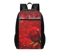 HEBSDFG Romantic Red Roses Printed Travel Laptop Backpack for Men Women, Large Capacity Business Rucksack with Anti-Theft Pockets Daypack for School, Work & Outdoor