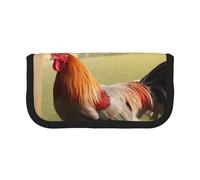 HEBSDFG Rooster on Wood in Farmland Prints Canvas Pencil Case Cosmetic Organiser Zipper Pen Pouch for School Travel Office & Gift-Giving