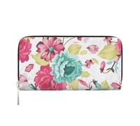 HEBSDFG Rose Flower Wildflowers Printed Long Wallet for Men and Women PU Leather Hand Purse with Card Holder, Zipper Closure