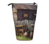 HEBSDFG Rural House Prints Retractable Pencil Case & Cosmetic Pouch, Zippered Stationery Bag Pen Box for School Office Travel