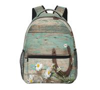 HEBSDFG Rustic Horseshoe Barn Wooden Prints School Bag Bookbag Lightweight Laptop Backpack Casual Daypack Travel Backpack for Students Boys Girls